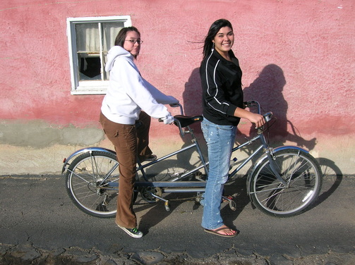 on a bicycle built for two