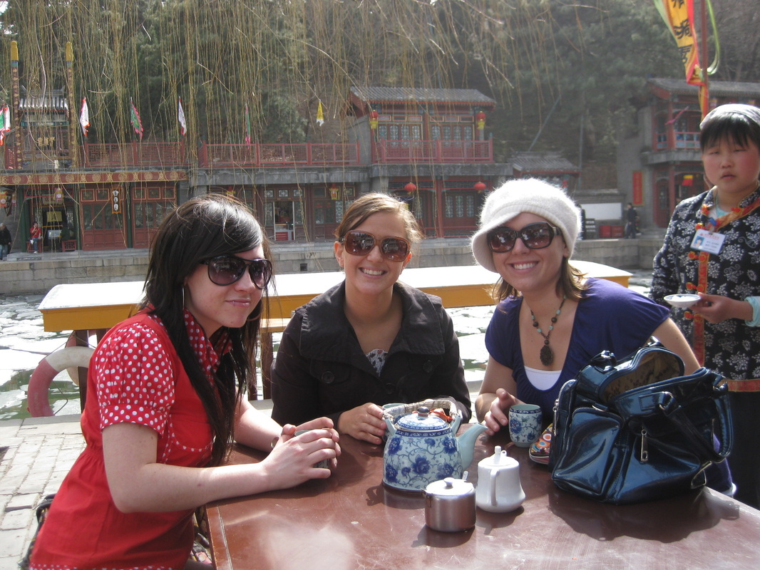 China Barbie drinking tea in Beijing, China