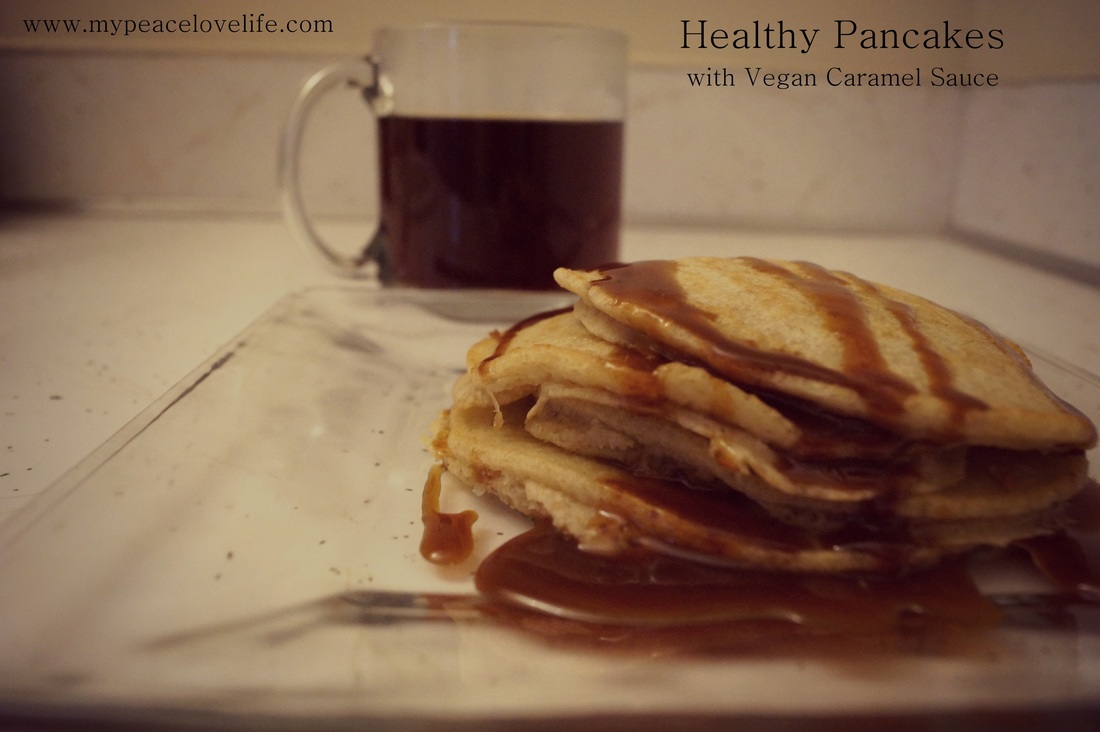 Healthy Pancakes with Vegan Caramel Sauce