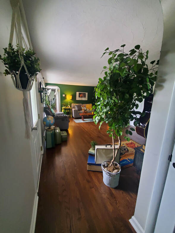 My Funky (and Very Green) Travel and Music Inspired Living Room 